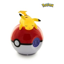 POKEMON OROLOGIO SVEGLIA DIGITALE POKEBALL CON LAMPADA PIKACHU 18 CM