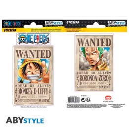 ABYSTYLE ONE PIECE - Mini Adesivi 16x11cm/ 2 Fogli : "Wanted Luffy/ Zoro"