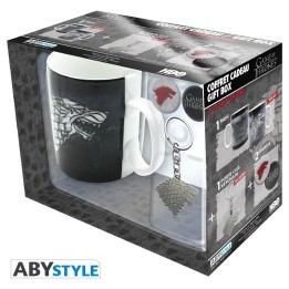 ABYSTYLE GAME OF THRONES: Set tazza 460ml + portachiavi + 2 spille : "Stark"