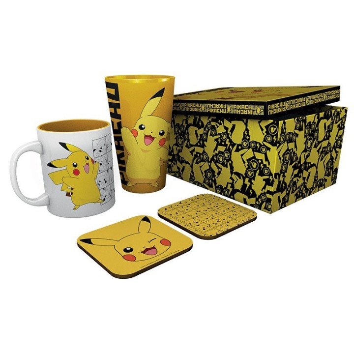 ABYSTYLE POKEMON - Set Bicchiere XXL + Tazza + 2 Sottobicchieri: "Pikachu"