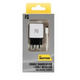 Charger with Micro USB cable- 2,1A- 2USB- A3833- Black