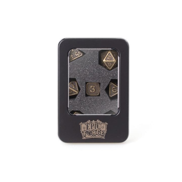 EPIC FORGE 7 dice set 14mm (metal box) - Solid Gold