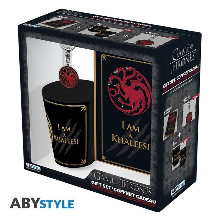 ABYSTYLE GAME OF THRONES: Set tazza 250ml + portachiavi + agenda A6 : "Targaryen"