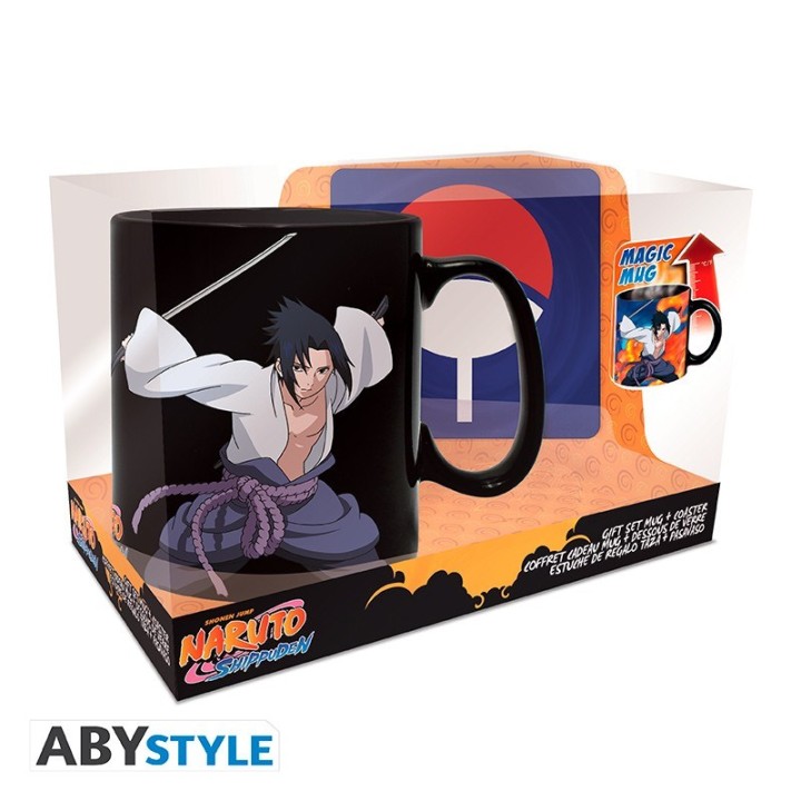 ABYSTYLE NARUTO SHIPPUDEN: Tazza termica 460ml + Sottobicchiere Uchiha