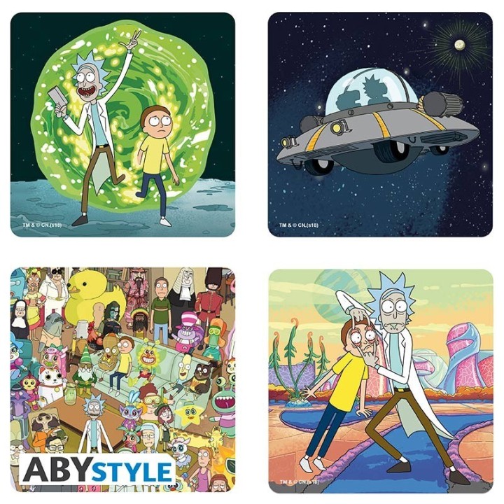 ABYSTYLE RICK AND MORTY - Set 4 sottobicchieri assortiti