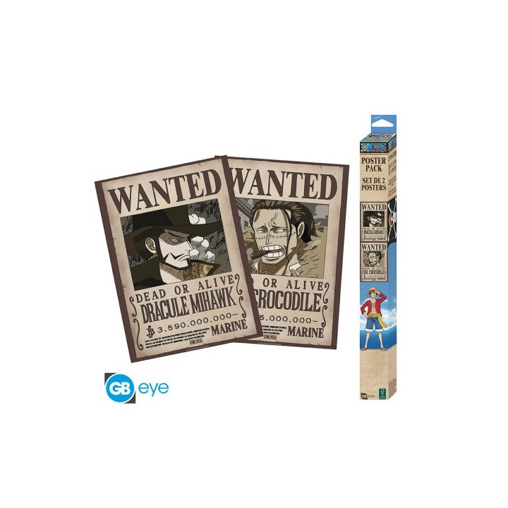 ABYSTYLE ONE PIECE - Set 2 Poster (52x38): "Wanted Mihawk & Crocodile"