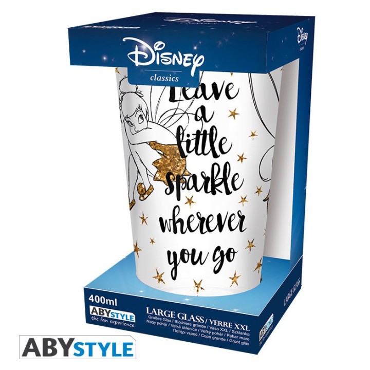 ABYSTYLE DISNEY - Large Glass - 400ml - Tinkerbell Gold - Glitter x2 W14