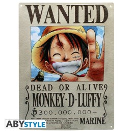 ABYSTYLE ONE PIECE - Targa in metallo: "Luffy Wanted" (28x38)