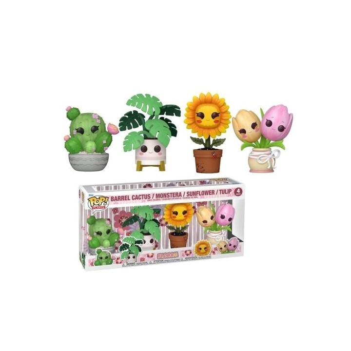 FUNKO POP Plants: Flora 4Set - Barrel Cactus, Monstera, Sunflower, Tu.