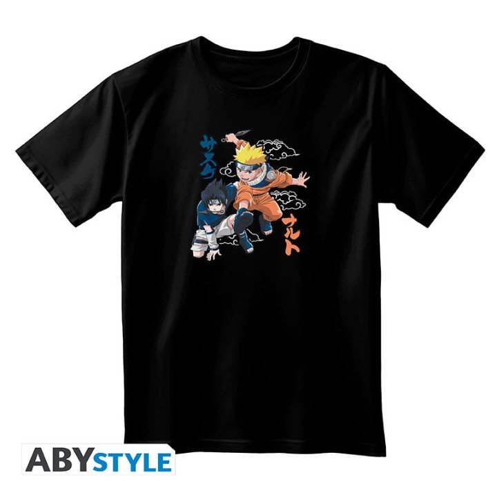 NARUTO - Tshirt unisex black - Naruto & Sasuke - Medium - Unisex T-shirts