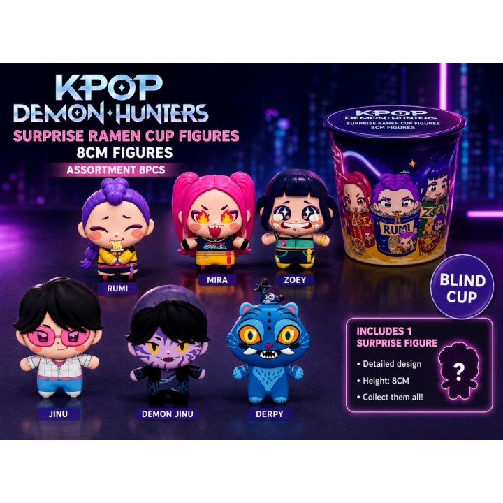 JAZWARES Peluche: Kpop Demon Hunters - Blind Cup Ramen Assortito 8pz 10cm