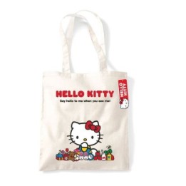 PYRAMID HELLO KITTY (SAY HELLO) NATURAL TOTE BAG