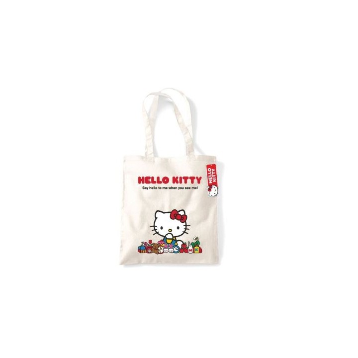 PYRAMID HELLO KITTY (SAY HELLO) NATURAL TOTE BAG