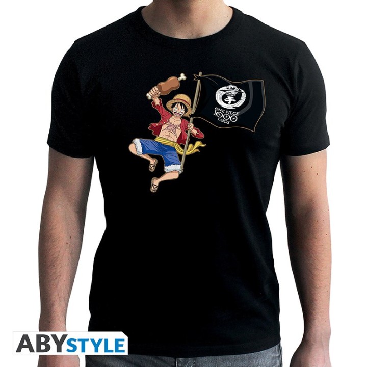 ONE PIECE - Tshirt "Luffy 1000 Logs" man SS black - new fit*Medium - Men's T-shirts