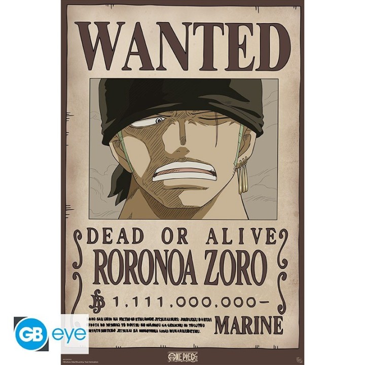 ABYSTYLE ONE PIECE - Poster Maxi (91.5x61): "Wanted Zoro Wano"