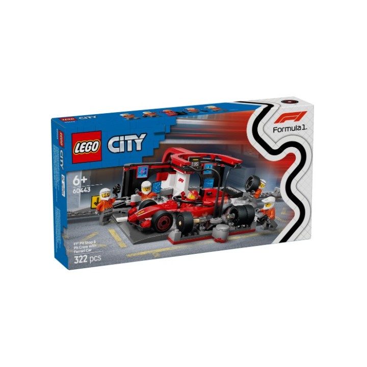 LEGO 60443 Pitstop e meccanici con monoposto Ferrari F1
