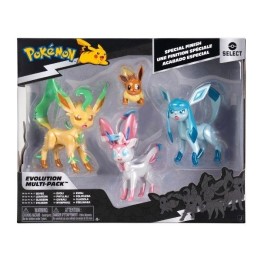 JAZWARES Select Evolution: Pokemon - Multipack (Eevee, Leafeon, Glaceon, Sylveon) 4pz