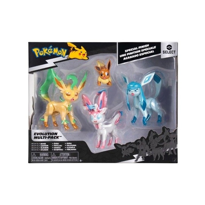 JAZWARES Select Evolution: Pokemon - Multipack (Eevee, Leafeon, Glaceon, Sylveon) 4pz