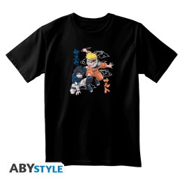 NARUTO - Tshirt unisex black - Naruto & Sasuke - Large - Unisex T-shirts