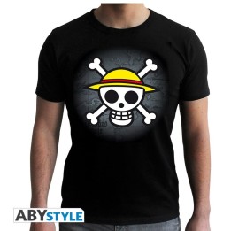ABYSTYLE ONE PIECE - Tshirt nera: "Skull w/map" (taglia XS)