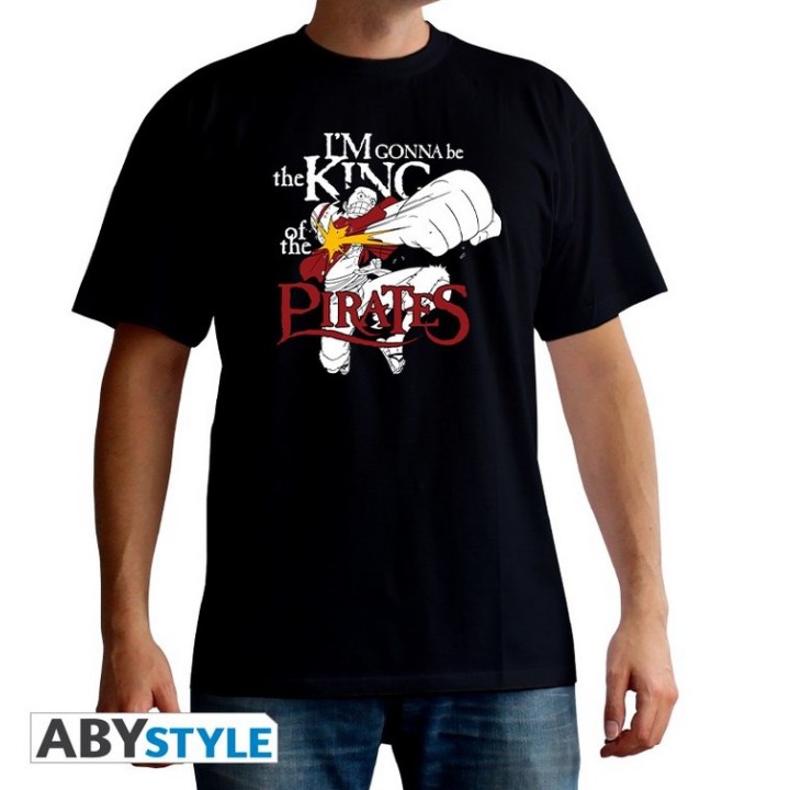 ONE PIECE - Tshirt "Luffy King of Piratesy" man SS noir -basic EXCLU*Medium - Men's T-shirts