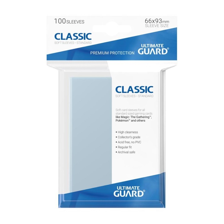 ULTIMATE GUARD Classic Soft Sleeves Standard Size Transparent (100)