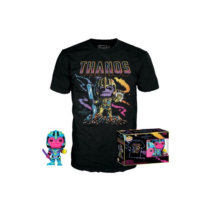 FUNKO POP Funko & Tee (Adult): Marvel - Thanos (Blacklight) Figure & T-Shirt (S)
