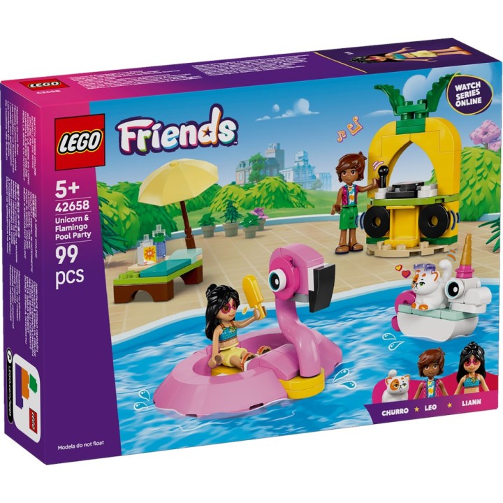 LEGO 42658 FRIENDS Pool Party con unicorno e fenicottero