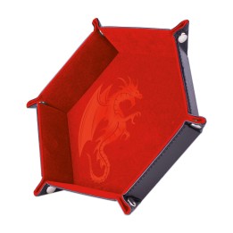 EPIC FORGE Dice tray - Dragon Red - 19 x 19 cm - Velvet and Leather