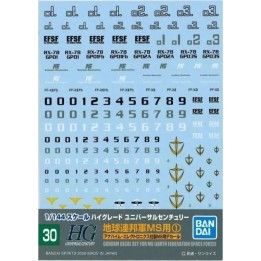 BANDAI GUNDAM DECAL 30 HGUC MULTIUSE - EARTH FEDERATION 1