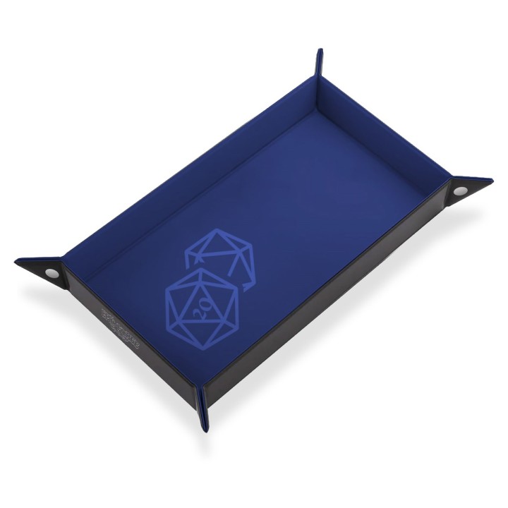 EPIC FORGE Dice Trays - 20 dice Blue - Leather and Velvet - 20 x 40 cm