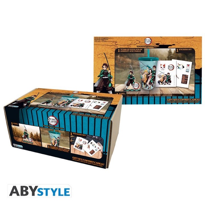 ABYSTYLE DEMON SLAYER: Bicchiere 470ml + Acryl + Stickers