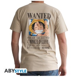 ONE PIECE - Tshirt unisex sand - Vintage Wanted Luffy - Large - Unisex T-shirts