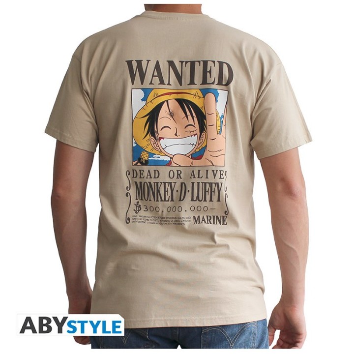 ONE PIECE - Tshirt unisex sand - Vintage Wanted Luffy - Large - Unisex T-shirts