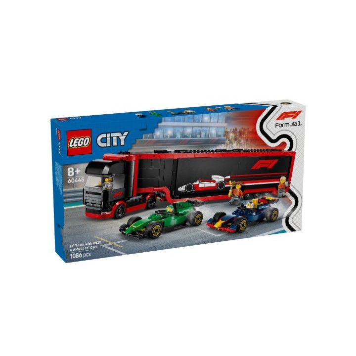LEGO 60445 CITY - Autotrasportatore F1 con monoposto RB20 e AMR24 F1