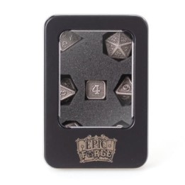 EPIC FORGE 7 metal dice set 14mm (metal box)- Solid Silver