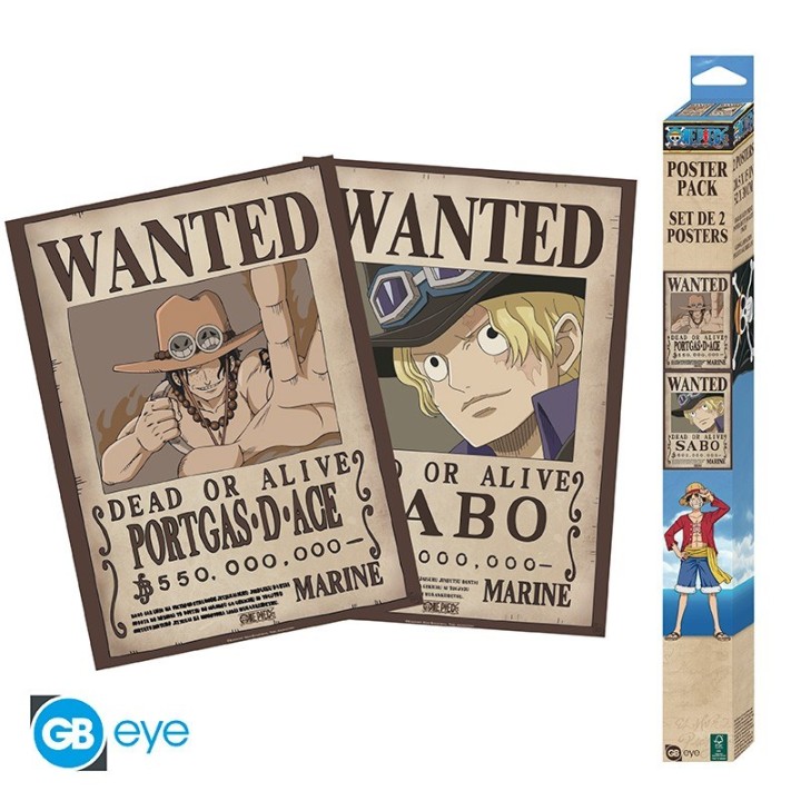 ABYSTYLE ONE PIECE - Set 2 Poster (52x38): "Wanted Sabo & Ace"