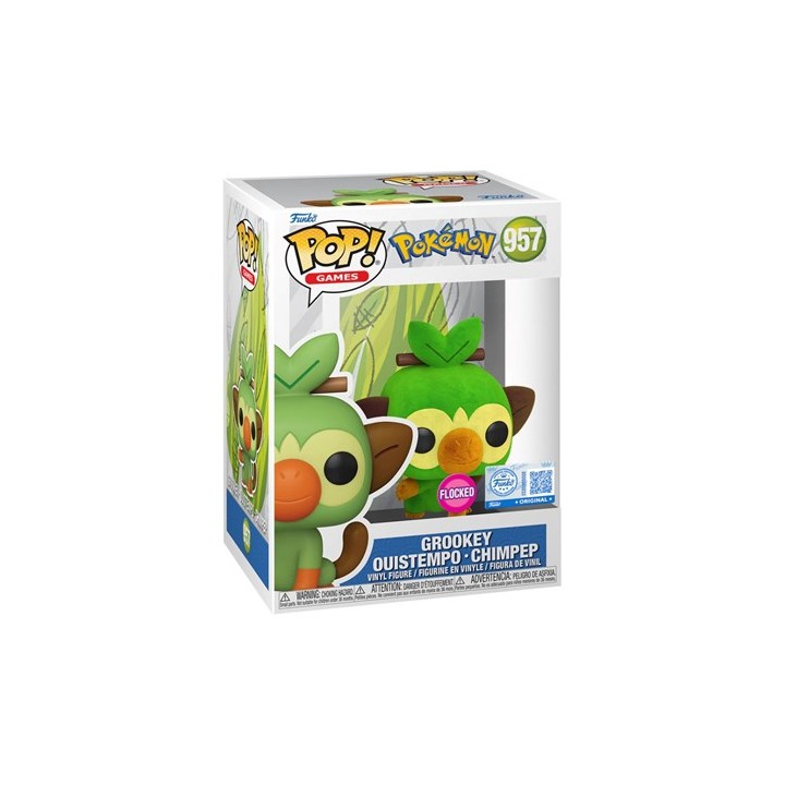 FUNKO POP Games: Pokemon - 957 Grookey (Flocked) (Exclusive) 9cm