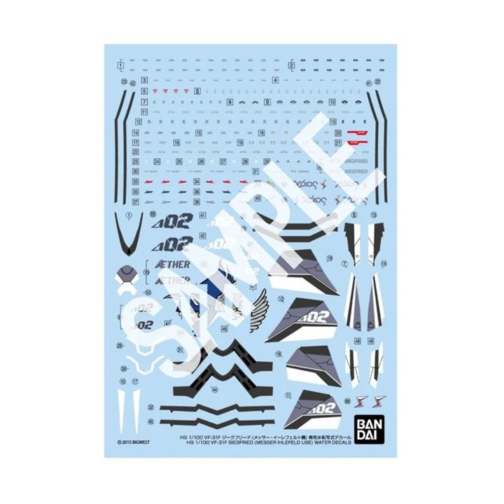 BANDAI HG 1/100 VF-31F SIEGFRIED (MESSER IHLEFELD USE) WATER DECALS