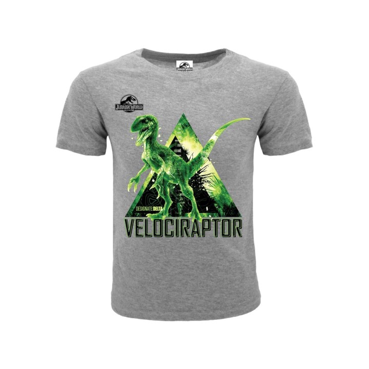 JURASSIC WORLD : VELOCIRAPTOR T-shirt 7/8 anni grigia