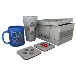 ABYSTYLE PLAYSTATION - Set Bicchiere in vetro XXL + Tazza + 2 Sottobicchieri "Classic 2019"