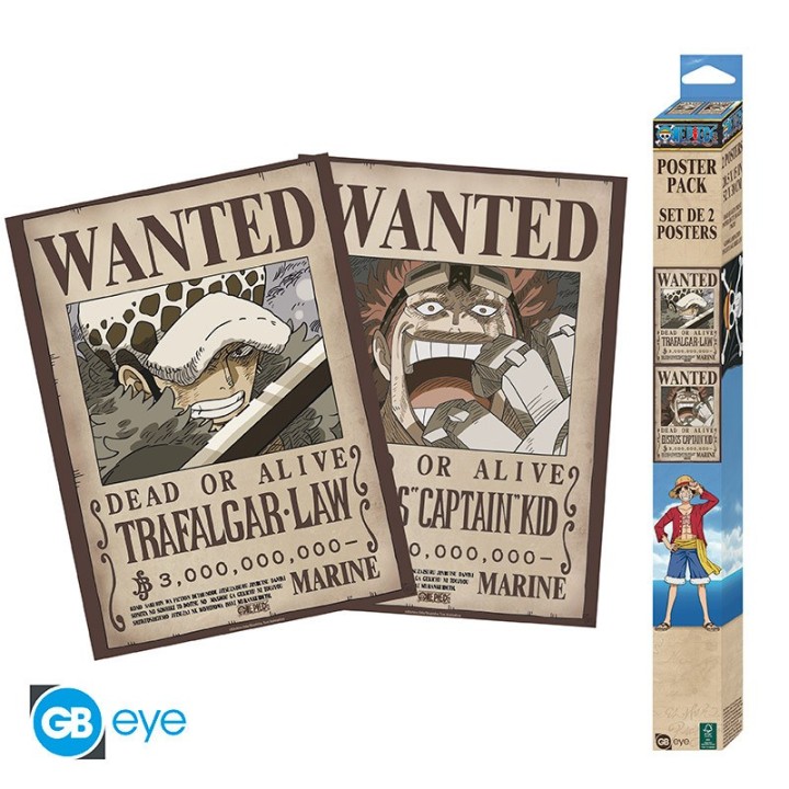 ABYSTYLE ONE PIECE - Set 2 Poster (52x38): "Wanted Law & Kid"