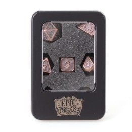 EPIC FORGE 7 metal dice set 14mm (metal box) - Solid Bronze