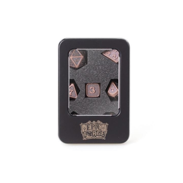 EPIC FORGE 7 metal dice set 14mm (metal box) - Solid Bronze