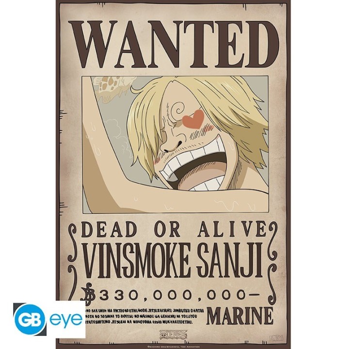 ABYSTYLE ONE PIECE - Poster: "Wanted Sanji New 2" (52x35)