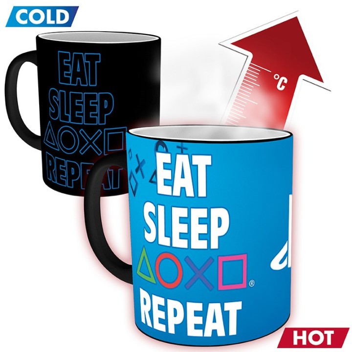 ABYSTYLE PLAYSTATION - Tazza termosensibile 320 ml: "Eat Sleep Repeat"