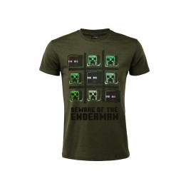 MINECRAFT - "Beware of the enderman" T-shirt 12 anni verde scuro