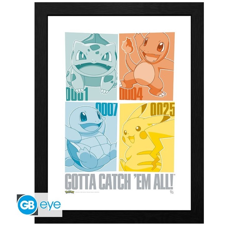 ABYSTYLE POKEMON - Poster incorniciato: "Pikachu & Kanto Starters" (30x40)