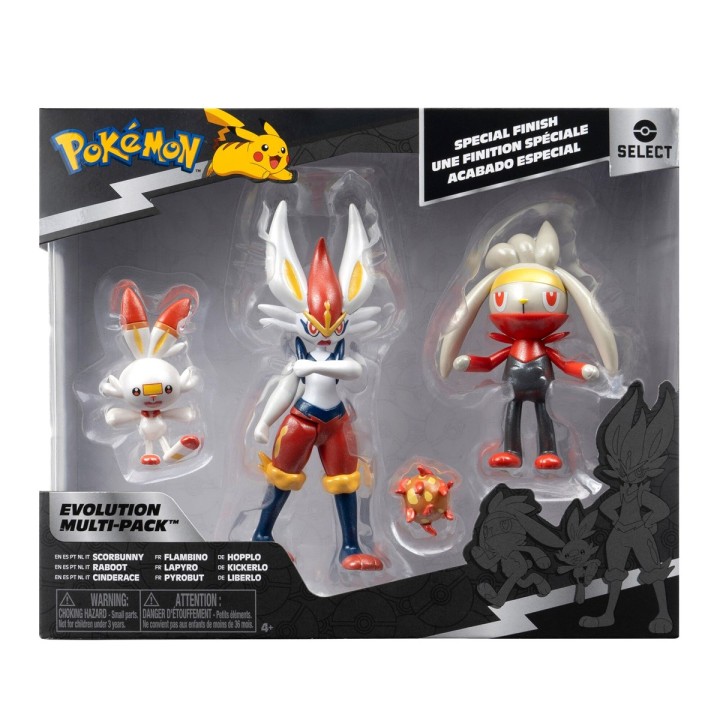 JAZWARES Select Evolution: Pokemon - Multipack (Scorbunny, Raboot, Cinderace) 3pz