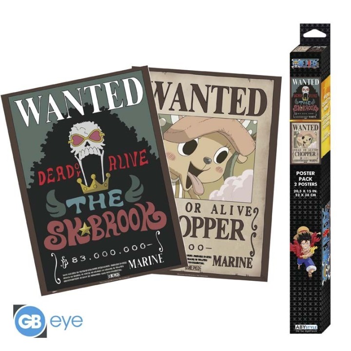 ABYSTYLE ONE PIECE -Set 2 Posters piccoli: "Wanted Chopper & Brook" (52x38)